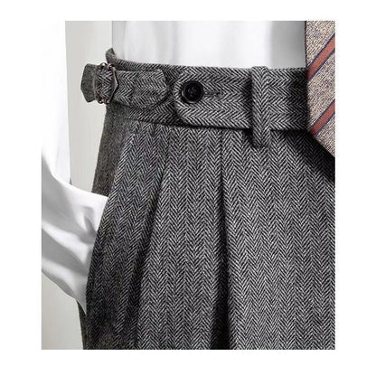 Miesten Rento Tweed-Housut Moderni Istuvuus Kestävä Materiaali