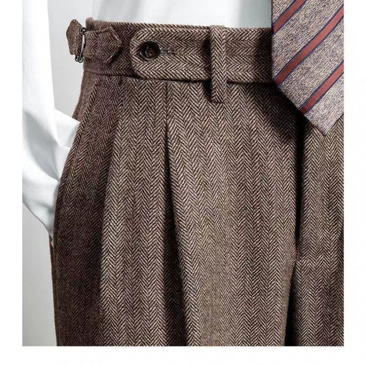 Miesten Rento Tweed-Housut Moderni Istuvuus Kestävä Materiaali