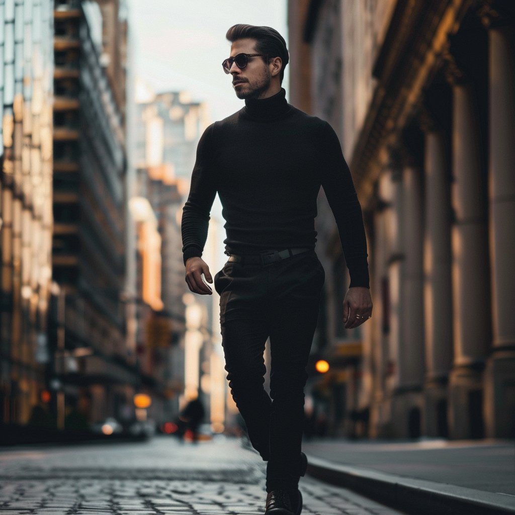 Miesten T Paita Turtleneck Lämmin Puuvilla-Akryyli