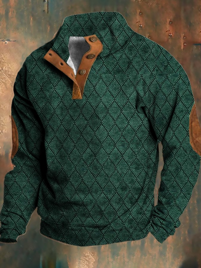 Miesten Villapaita Retro Fleece Tekstuurilla Mukava Rento Tyylinen
