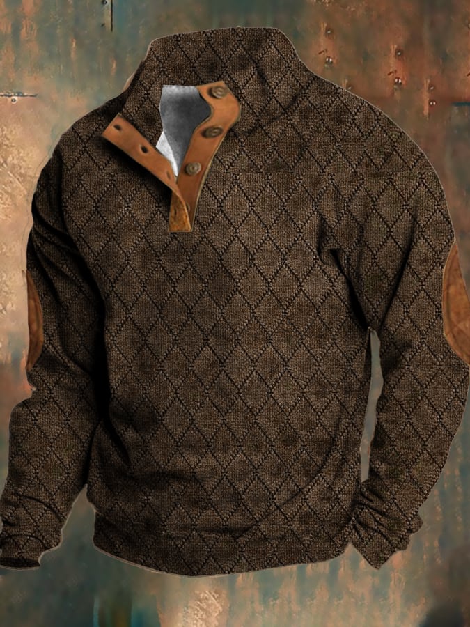 Miesten Villapaita Retro Fleece Tekstuurilla Mukava Rento Tyylinen