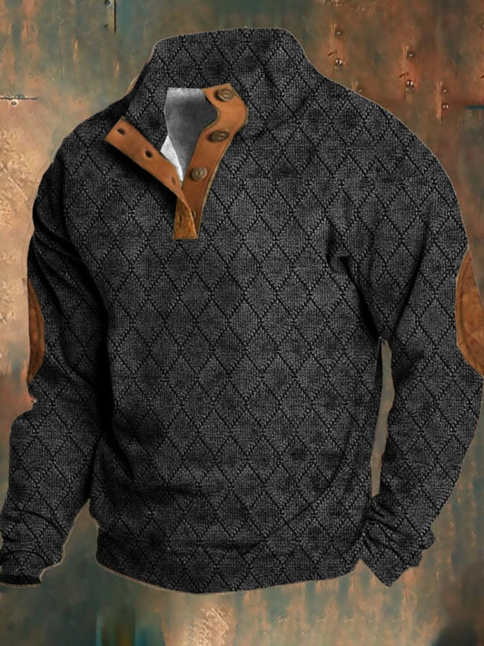 Miesten Villapaita Retro Fleece Tekstuurilla Mukava Rento Tyylinen