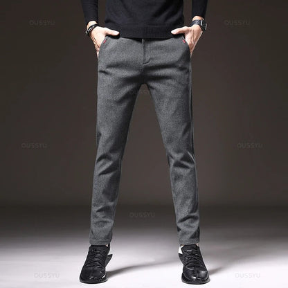Miesten slim fit -puuvillahousut