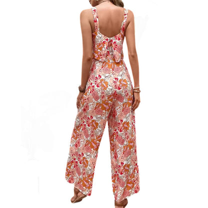 Naiset Jumpsuit Hihaton Vintage Kukkatulostus Hengittävä Polyesteri