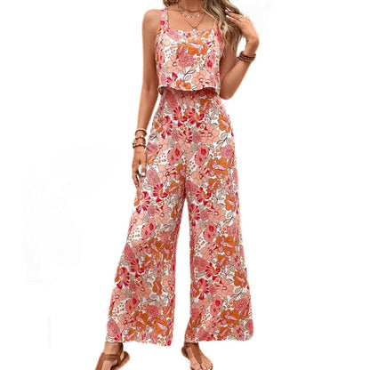 Naiset Jumpsuit Hihaton Vintage Kukkatulostus Hengittävä Polyesteri