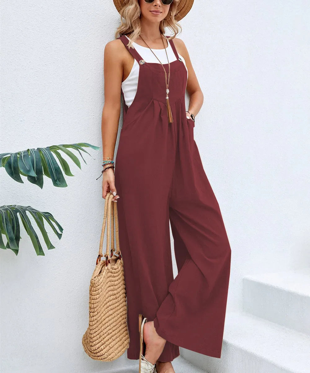 Naiset Jumpsuit Ilmava Kesätyyli Puuvilla Polyesteri