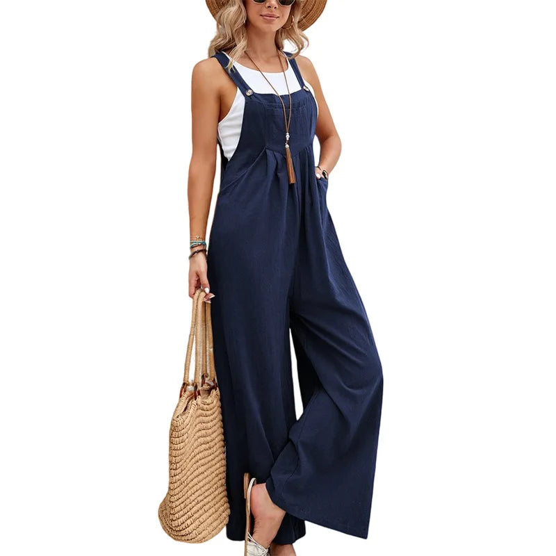 Naiset Jumpsuit Ilmava Kesätyyli Puuvilla Polyesteri