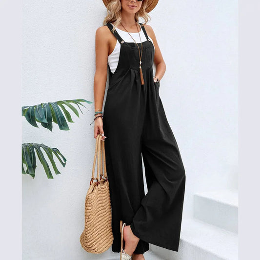 Naiset Jumpsuit Ilmava Kesätyyli Puuvilla Polyesteri