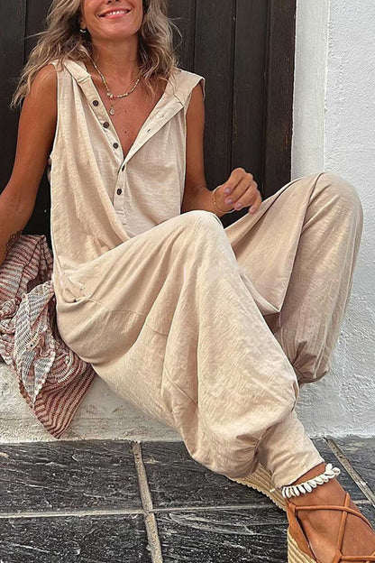 Naisille Huppujumpsuit Rento Puuvilla Mukavalla Istuvuudella