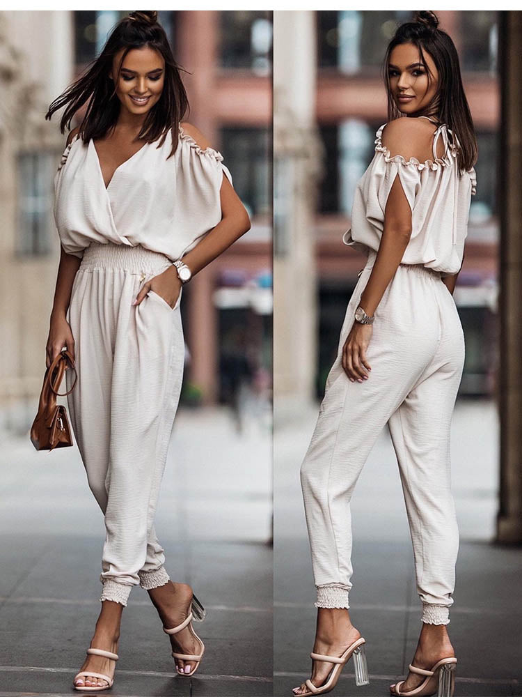 Naisille Jumpsuit Avoimilla Hartioilla V-kaula-aukko Polyesteri
