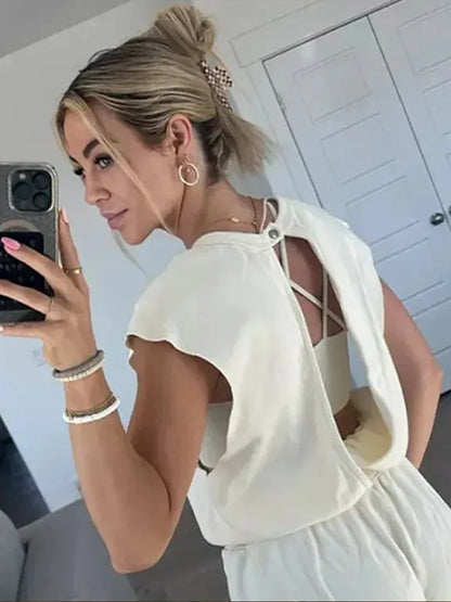 Naisille Rento Jumpsuit Avoin Selkä Polyesteri