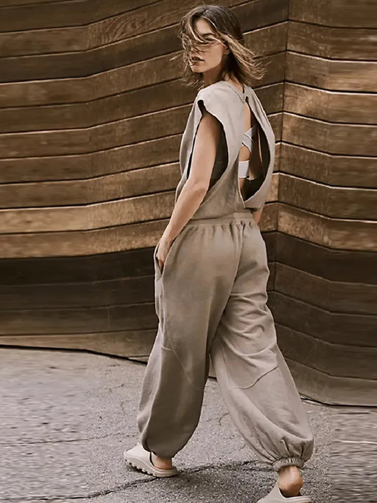 Naisille Rento Jumpsuit Avoin Selkä Polyesteri