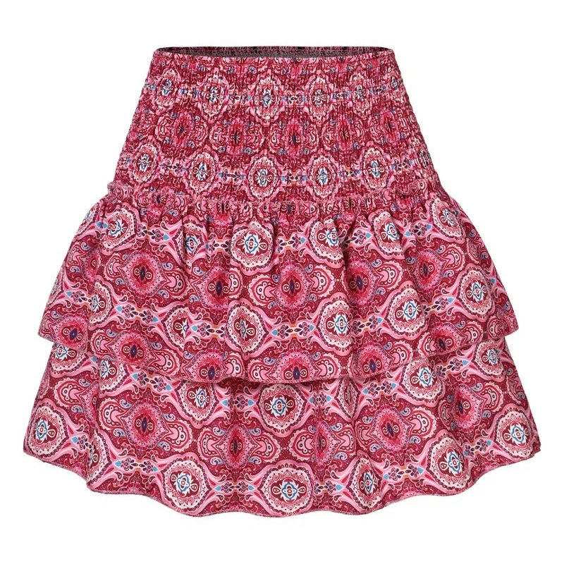 Naisten Casual Print Ruffle hameen