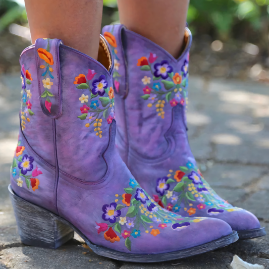 Naisten Cowgirl-saappaat Vintage-tyyliin Säänkestävästä Nahasta