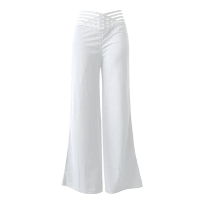 Naisten Crisscross Sheer Mesh Patch Flared Housut