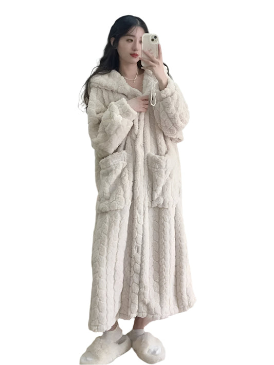Naisten Fleece Kylpytakki Mukava ja Lämmin