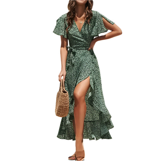 Naisten Floral Boho Chiffon Maxi Mekko