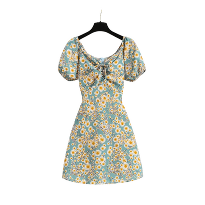 Naisten Floral Sifonki Puff Hiha Mini Mekko