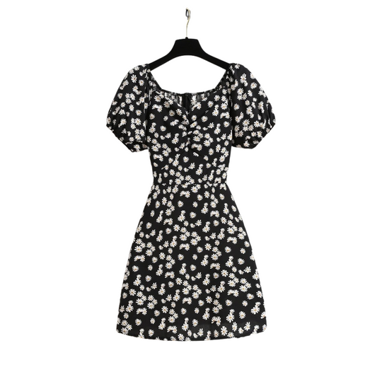 Naisten Floral Sifonki Puff Hiha Mini Mekko