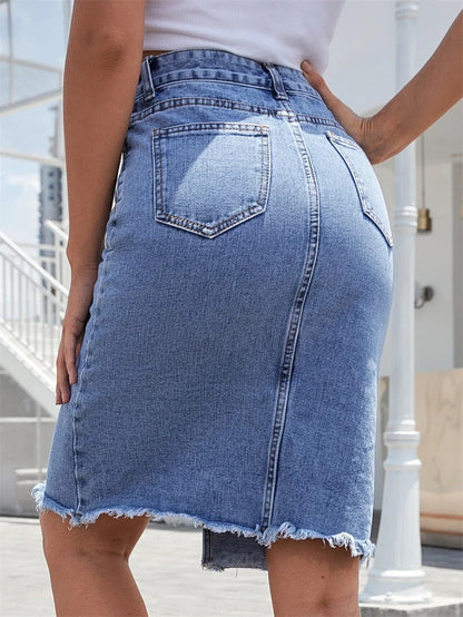 Naisten Front Split Denim Midi hame