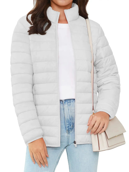Naisten Full Zip Up Puffer takki