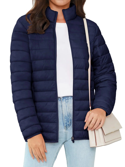 Naisten Full Zip Up Puffer takki