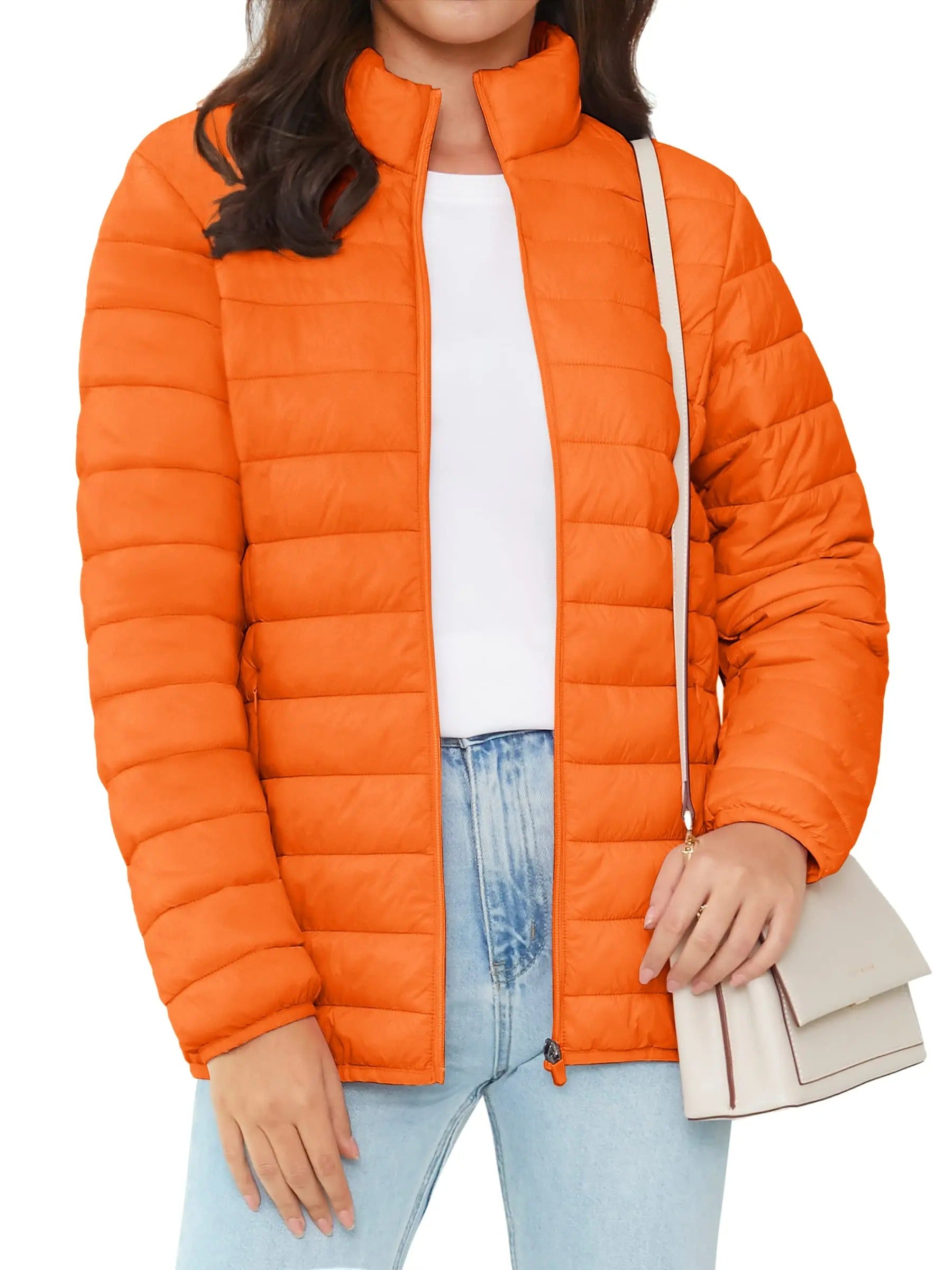 Naisten Full Zip Up Puffer takki