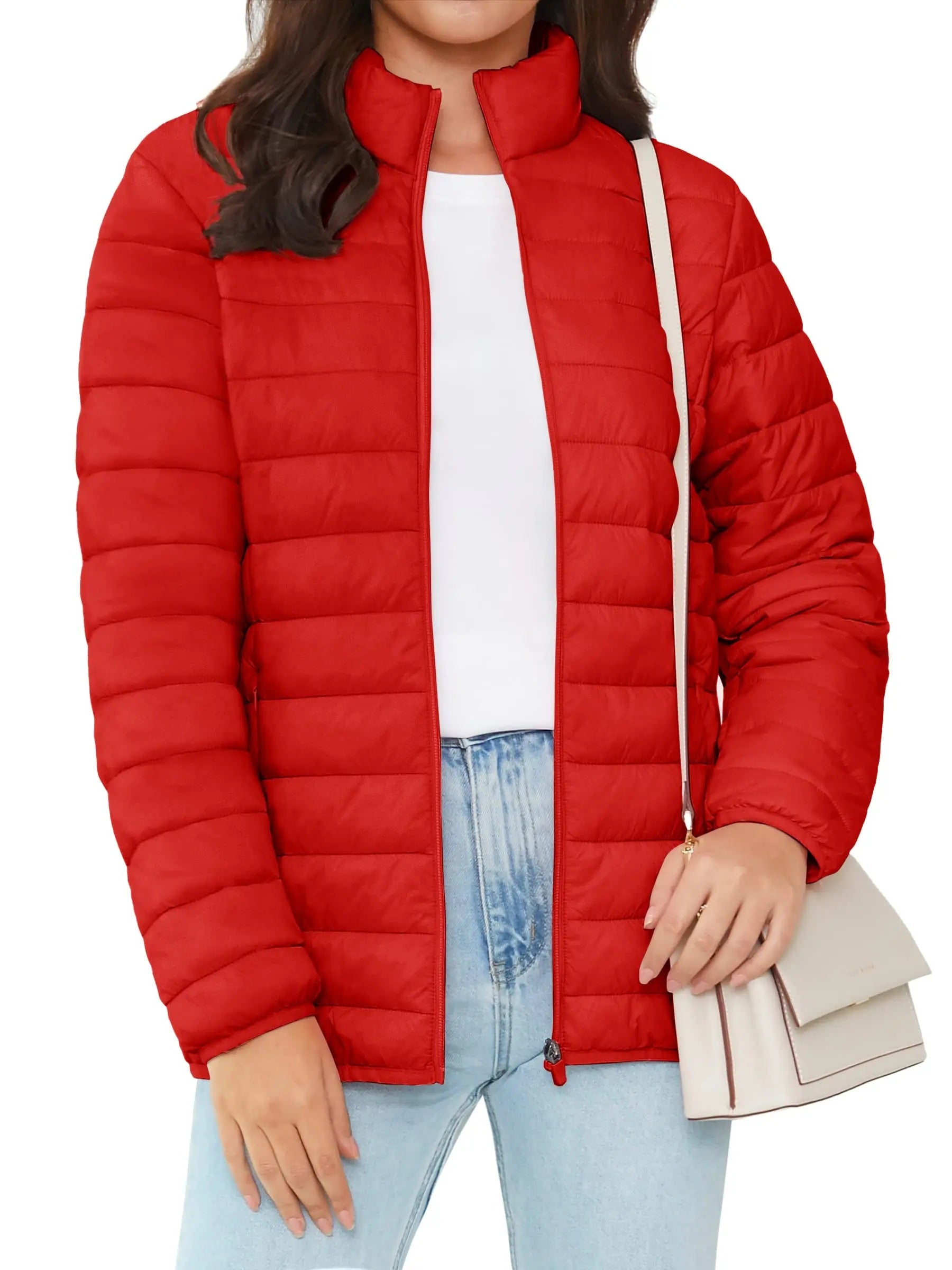 Naisten Full Zip Up Puffer takki