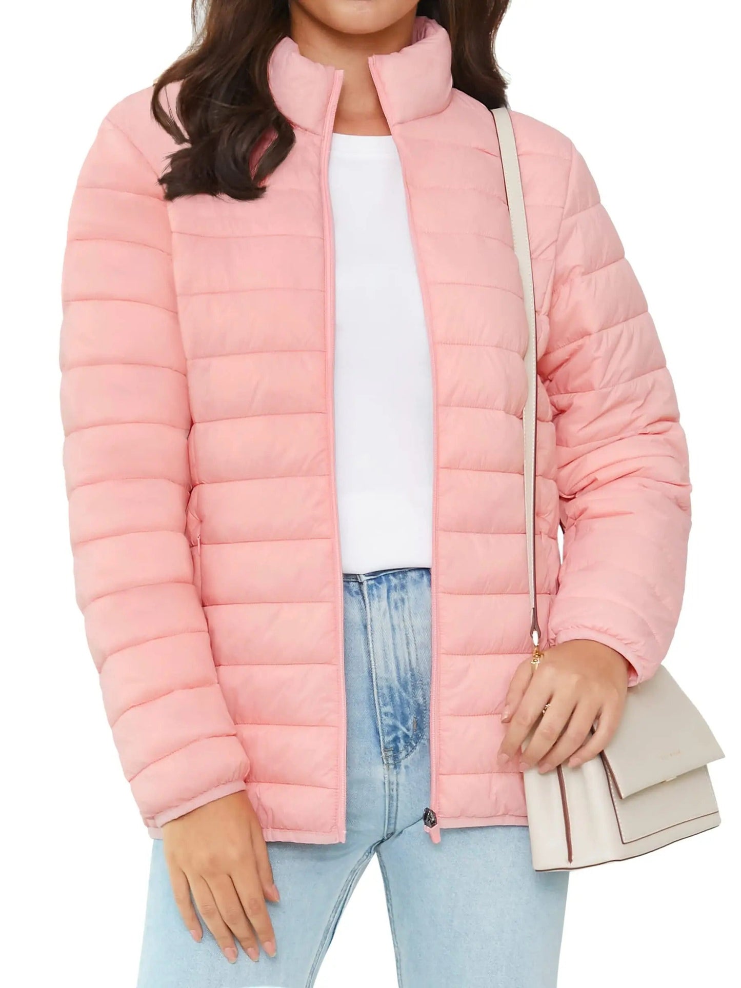 Naisten Full Zip Up Puffer takki