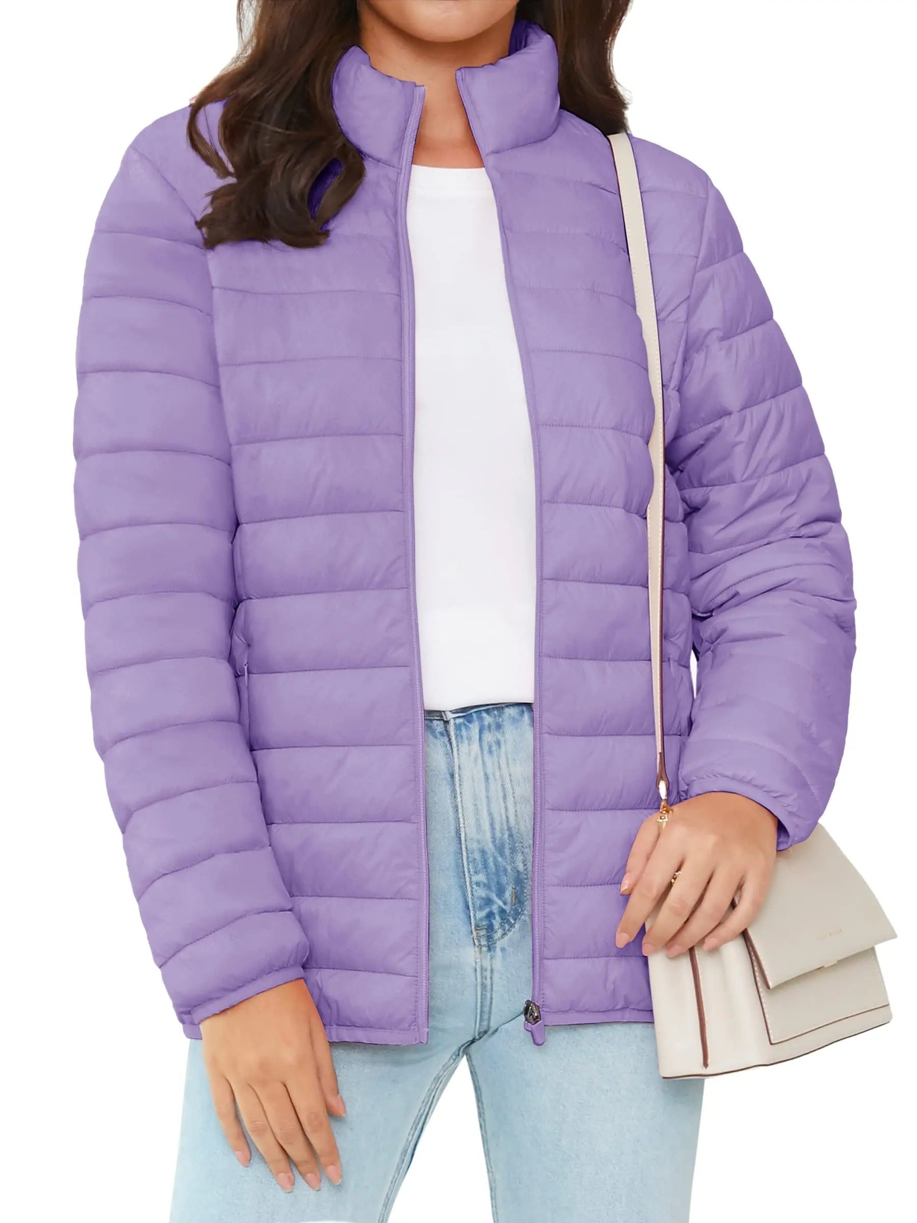 Naisten Full Zip Up Puffer takki