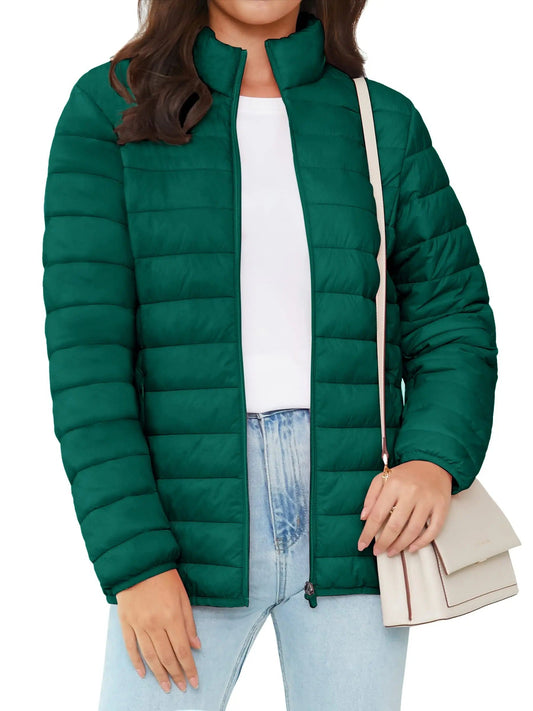 Naisten Full Zip Up Puffer takki