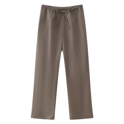 Naisten Halter Neck Top & suorat housut setti