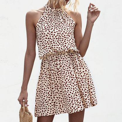 Naisten Halterneck Mini Mekko Moderni Beige