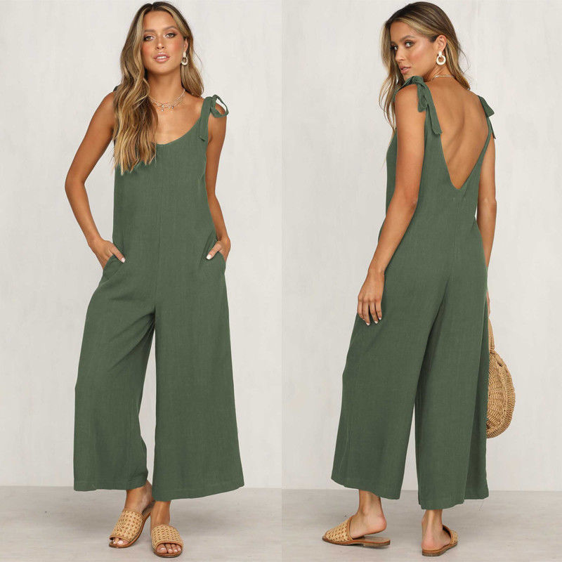 Naisten Hihaton Jumpsuit Leveillä Putkilla Kevyt Materiaali