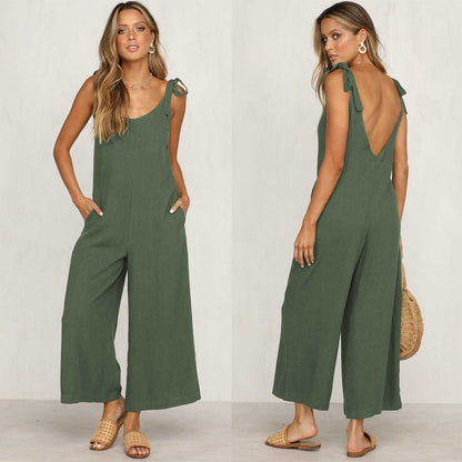 Naisten Hihaton Jumpsuit Leveillä Putkilla Kevyt Materiaali