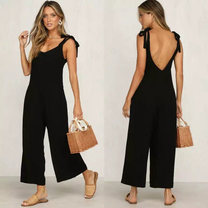 Naisten Hihaton Jumpsuit Leveillä Putkilla Kevyt Materiaali