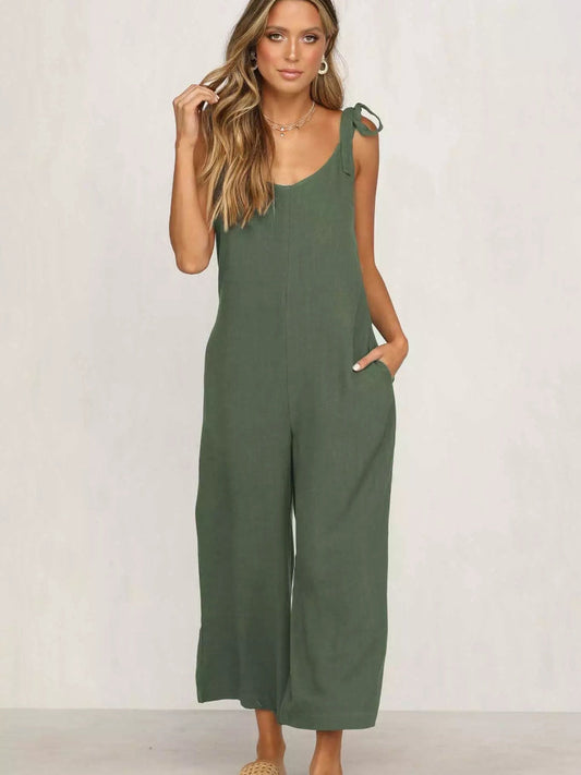 Naisten Hihaton Jumpsuit Leveillä Putkilla Kevyt Materiaali