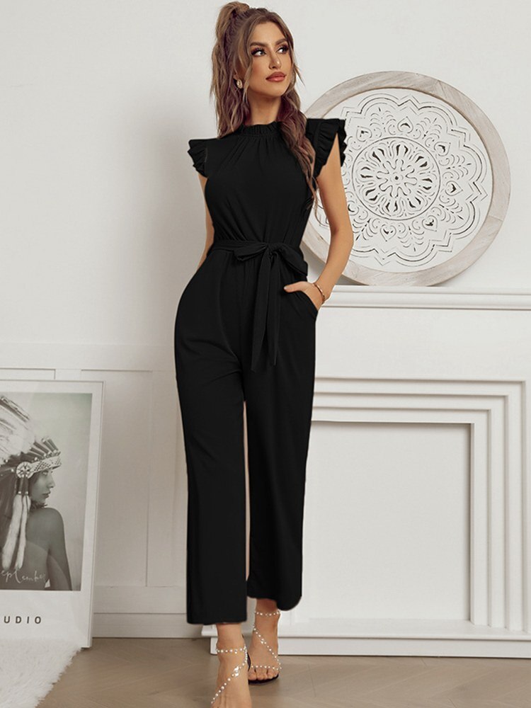 Naisten Jumpsuit Cap-hihoilla Korkealaatuinen Polyesteri