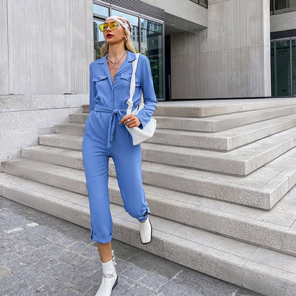 Naisten Jumpsuit Elegantti Polyesteri Pitkät Hihat