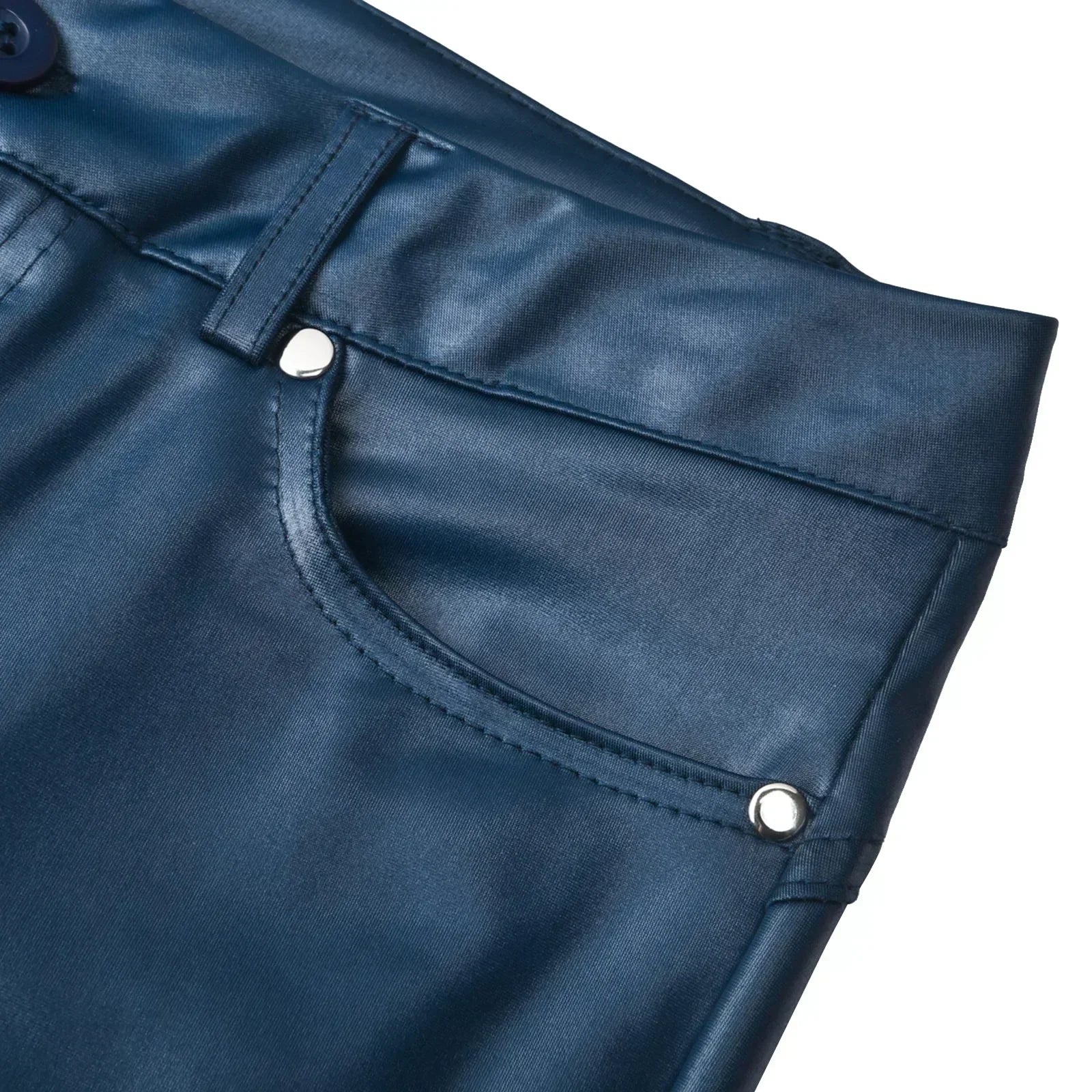 Naisten Keinotekoiset Nahkahousut Korkea Vyötärö Slim Fit PU-Nahka