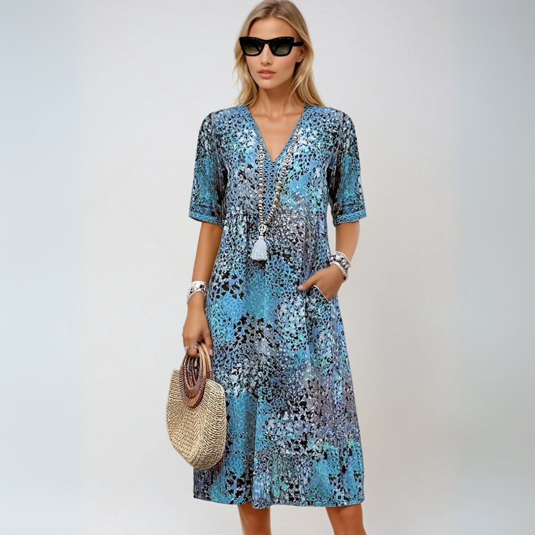 Naisten Keskipitkä Mekko Värikäs Boho-Tyyli