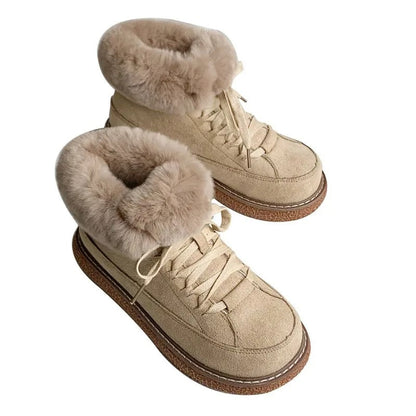 Naisten Lace Up Lämmin Nilkkasaappaat