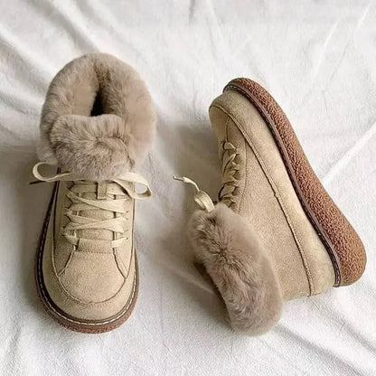 Naisten Lace Up Lämmin Nilkkasaappaat