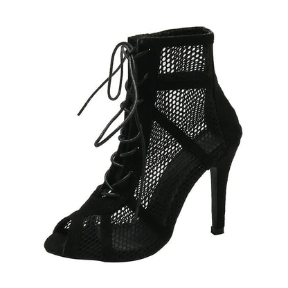 Naisten Mesh Peep Toe Heeled Sandaalit