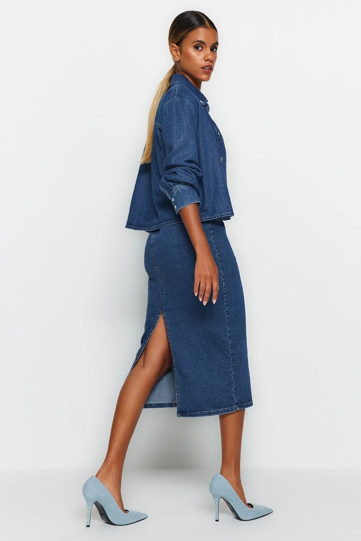 Naisten Midi lyijykynä Denim hame
