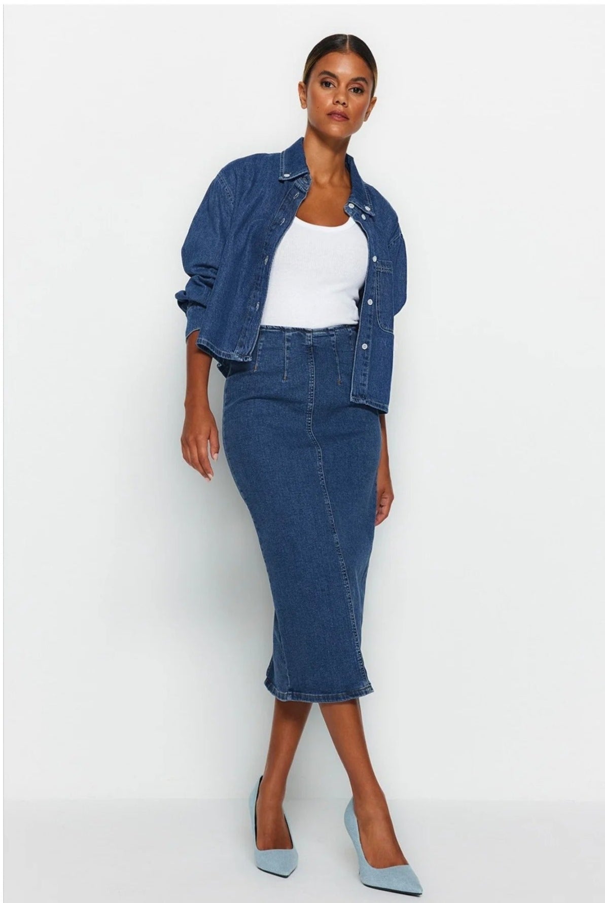 Naisten Midi lyijykynä Denim hame