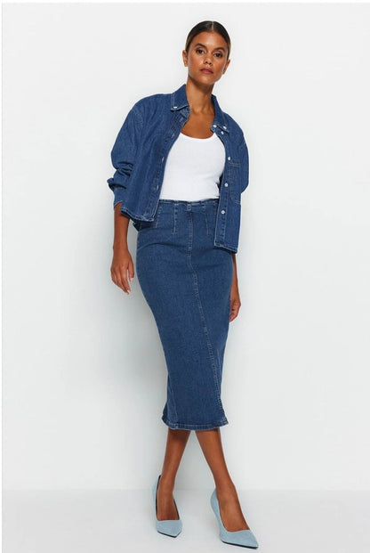 Naisten Midi lyijykynä Denim hame