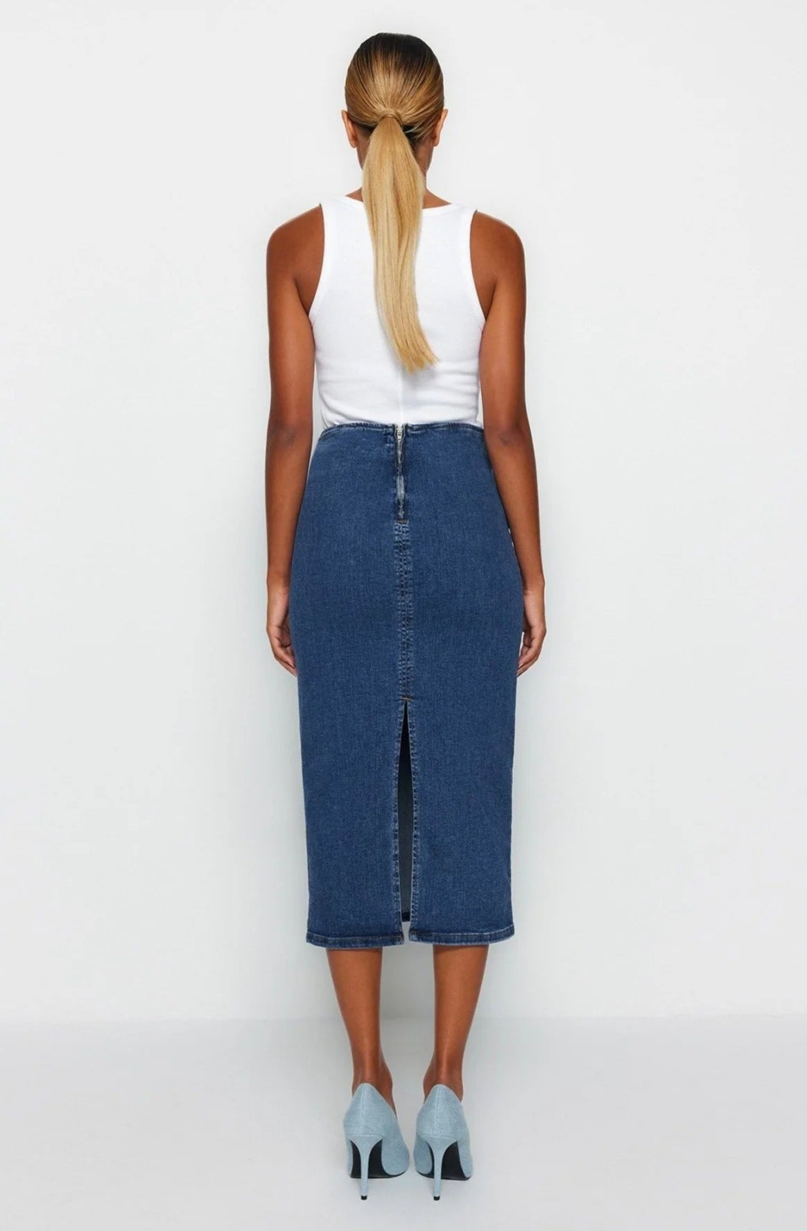 Naisten Midi lyijykynä Denim hame