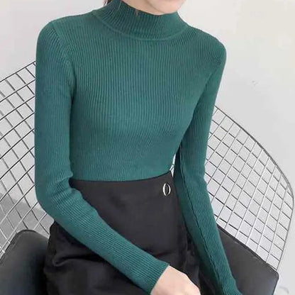 Naisten Mock Neck neulepusero