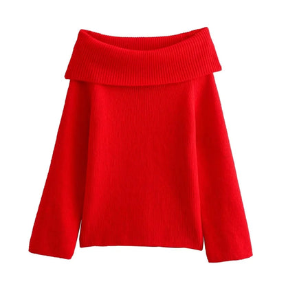 Naisten Off Shoulder Neuletakki